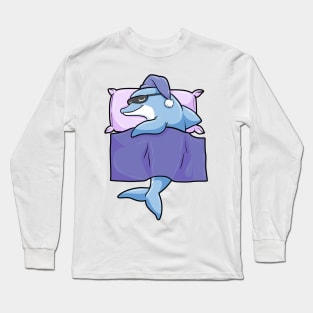 Dolphin at Sleeping with Duvet and Pillow Long Sleeve T-Shirt